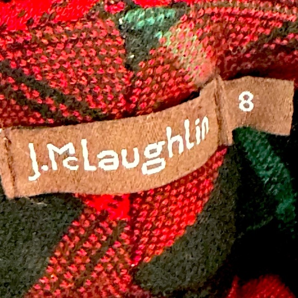 NEW J. McLaughlin Plaid Broderick Pants Red Black & Green Holiday Slacks Size 8 - Picture 6 of 8